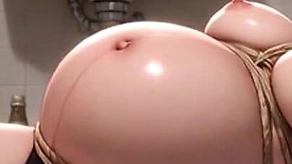Pregnant Woman Smoking in Filthy Bathroom Bondage - Wet Pussy Desperation