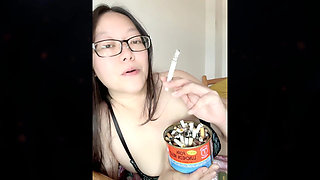 Erotic Smoking Asian: Smokey Bedtime Ritual + Bouncing Chest Nipple Play