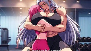 Massive futanari gym trainer dominates client and fuck her hard