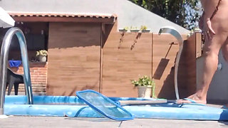 At My Friend's House, Tidying up the Pool Area, Chatting Dirty and Showing off