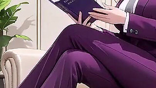 Blonde Boss in Purple Suit! Office Train Private Moments. She's Multitasking with Files While Secretly Adjusting Her Skirt...