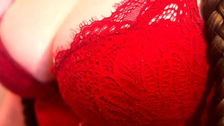 Pov cumshot from a tit fuck in close up