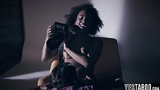 Ebony mature model squirts on wife knob