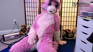 Pink furry Vicky Tart CANNOT GET ENOUGH of VacuGlide.