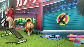 Ashley and Hanna Dildobike Workout