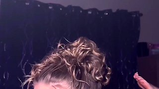 Slim Petite Blonde Beauty Sucks Her BF's BBC & His Black Ball After Hardcore Fuck In Sex Swings