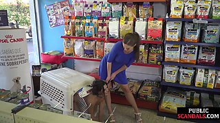 Stunning Beauty Rides Hard in Public Pet Shop Ecstasy