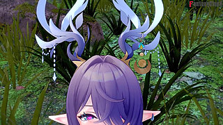 Lauma hot ahegao sex in the forest - Genshin Impact