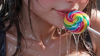 Lollipop licking compilation, 3d anime