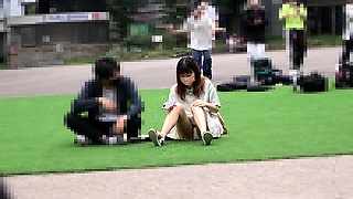 Naughty japanese teen model enjoys outdoor blowjob and sex