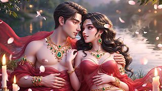 Hot chemistry of desi indian couple in the bedroom - Sexy girl with gold jewelry and muscular guy in full passion