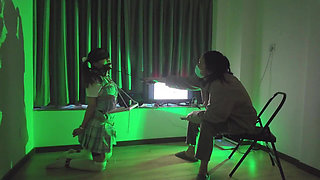 Hs021-an Asian Girl in School Uniform Was Disciplined