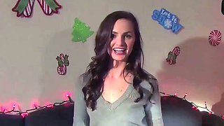 A brown-haired lady with a ample culo celebrates