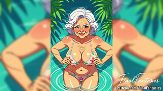 Flirty Animated Grandma in Bikini