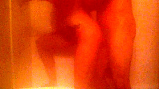 Trying to fuck in the steamy shower, he stands up and makes me swallow a huge cumload at the end!