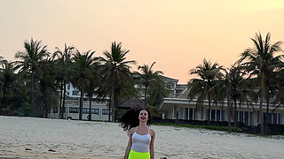 Getting Wet and Messy in See-through Top Outdoor