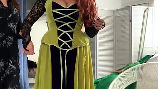 Pierced redhead babe Alex with glasses masturbates