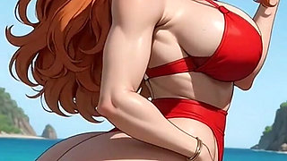 Huge Ass Bounce on Beach, Ai Animation