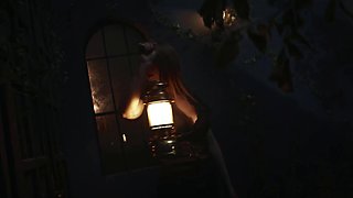 Hot blonde girl enters a forgotten mansion and gets coerced into a lesbian sex with a vampire girl