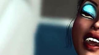 A sexy young busty ebony has hard anal sex with sex robot in the medbay
