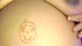 Pregnant Lady Play with Boobs and Big Belly.