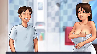 Summertime saga: stepmom doing a handjob to stepson under the shower ep 175