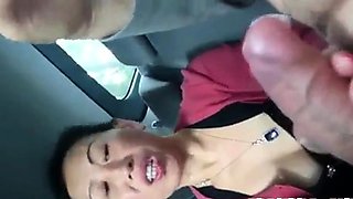 Asian MILF Gives a Handjob in a Car