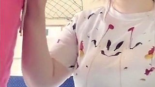 Horny teen get milkywayed on a train trip