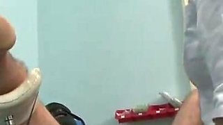 Doctor humiliates an old pig and fingers him