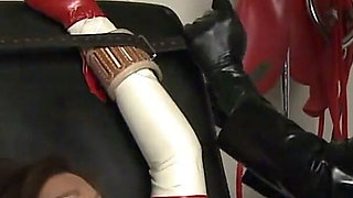 Pervert Latex Nurse Enjoy Her Sadistic Fantasies with Her Tied up Submissive Patient.