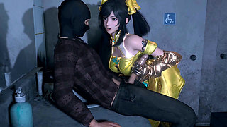 3D Big Boobs Cosplay Slut Cheating with Big Dick in Bathroom