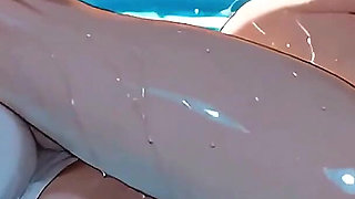 Gol Lady Reze Hard Anal Sex in the Pool