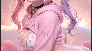 Little Cute Neko Kawaii Anime Girl Pink Hair