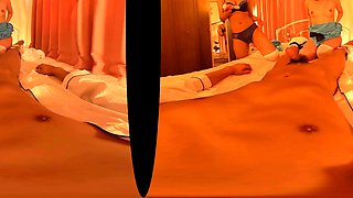 Bitch gives wam blowjob and handjob in pov scene