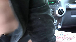 POV Elsa Jean Car Blowjob & Handjob! Blonde sucks, rides hard then jerks massive cumshot