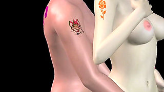 Animated 3D Porn - Beautiful Girl and Asian Man Romantic Foreplay