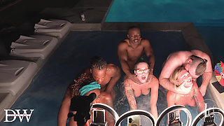 Hot Tub Live Interracial Orgy