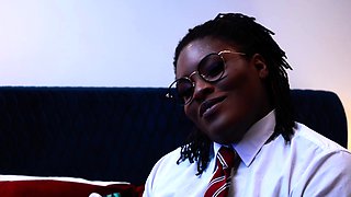 Naughty Student Oshun mocks your small cock!