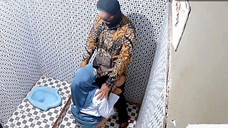 Indonesian Hijab Teacher Fucks Student in Public Toilet - Clarelia Jamsen Blowjob Viral
