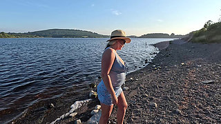 Girl Public Masturbation Near the Lake