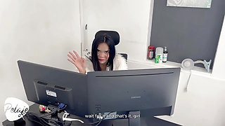 The Secretary Makes the Patient Wait a Long Time and He Decides to Go Into the Bathroom and Fuck Her