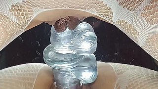 Redhead MILF Fucks Herself with a Dildo in the Mirror, Huge Squirts and Real Orgasm