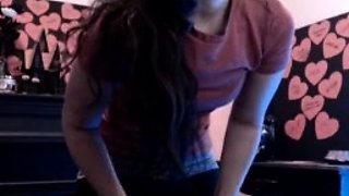 Cute curly brunette solo webcam masturbation