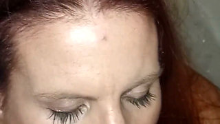 Jade in Lingerie in the Bathroom Sucks Me off and Finishes with Her Face Covered in Cum