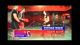 Double Penetration for Beautiful Girl in the Gym with Cumshot on Hairy Pussy