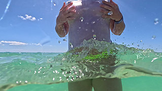 Wet White T-shirt Swimming Underwater