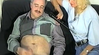German Dude Wanks His Cock While Reporter Tells Him How to Do It