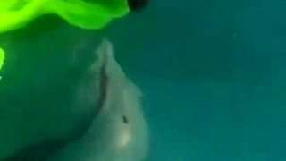 Artemisia Love Flashing Her Perfect Big Tits Underwater and Smoking a Cigarette