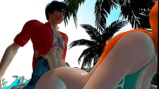 Nami relieving stress at the beach - 3D Animation by VirtualHeaven