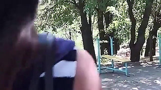 Petite Teen Gets Risky Outdoor Anal in the Park - Almost Caught!